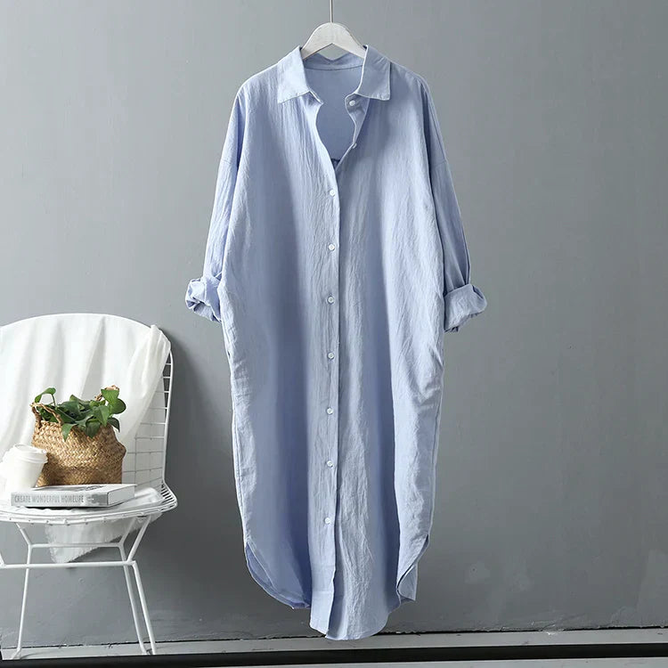 Leinen-Baumwollkleid Florence: Lockerer, lässiger Hemdstil