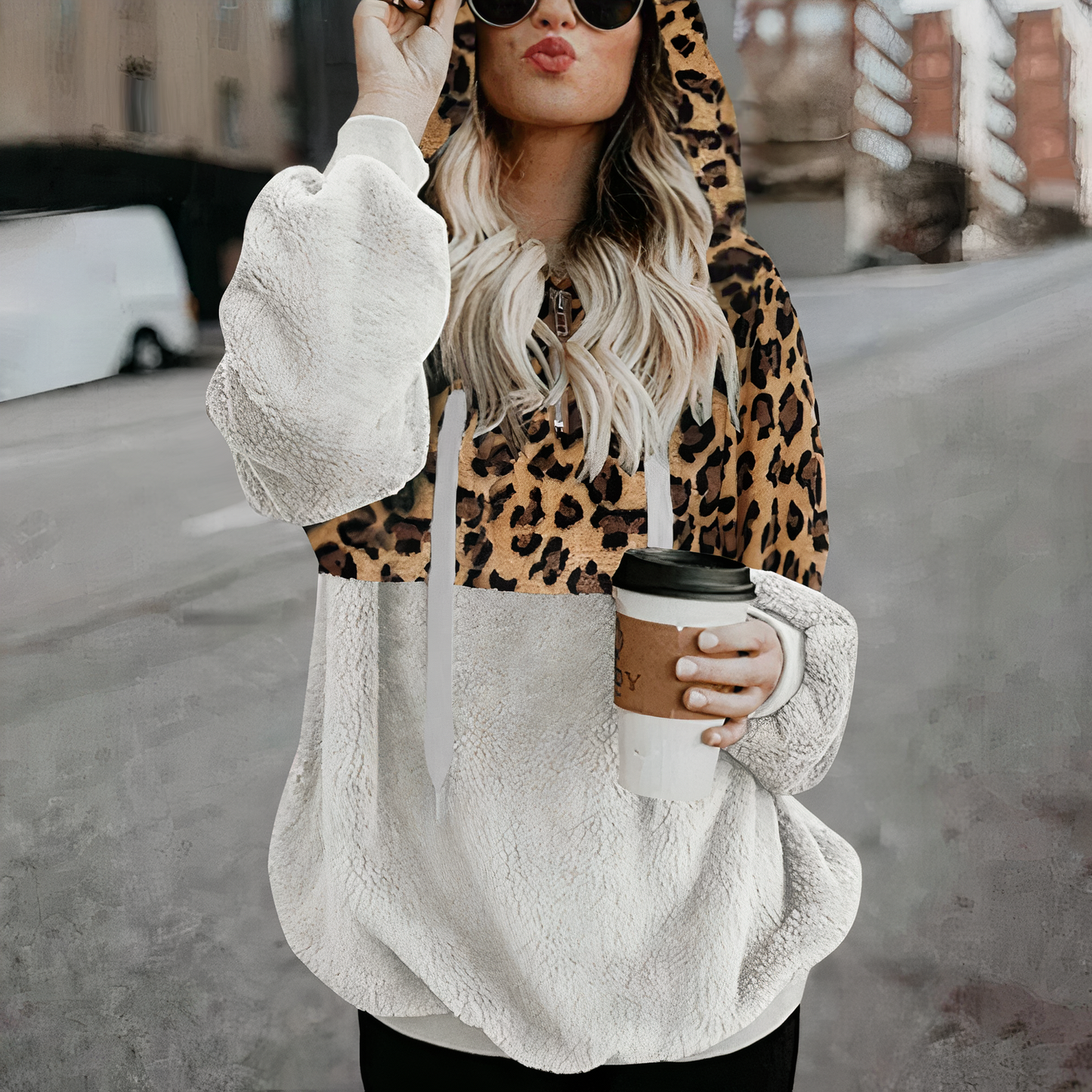 Juliana Leopard Print Plush Hoodie