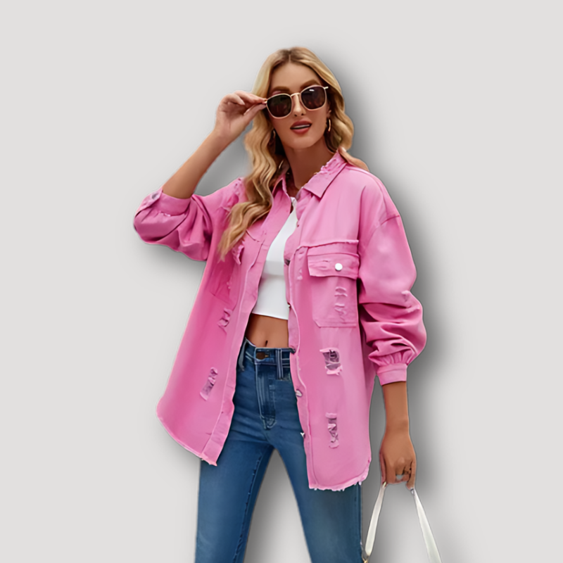 Kriss Vintage Denim Jacket: Washed and Distressed