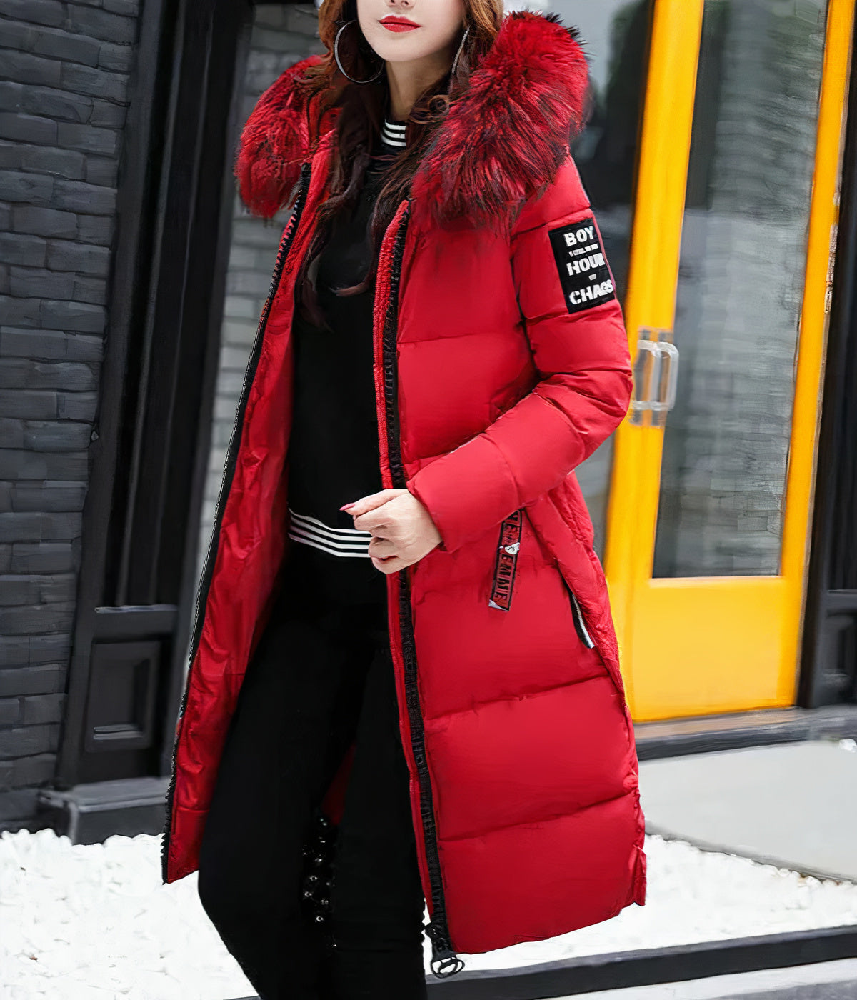 Langmantel mit Pelzkragen: Modell Kora