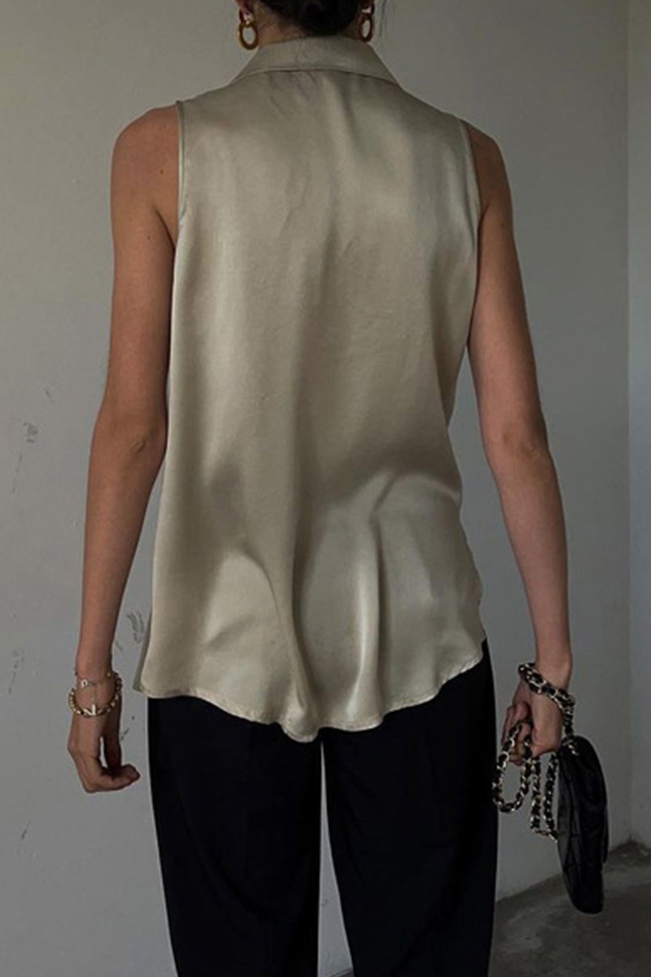 Satin Cardigan Tank Top by Fudus
