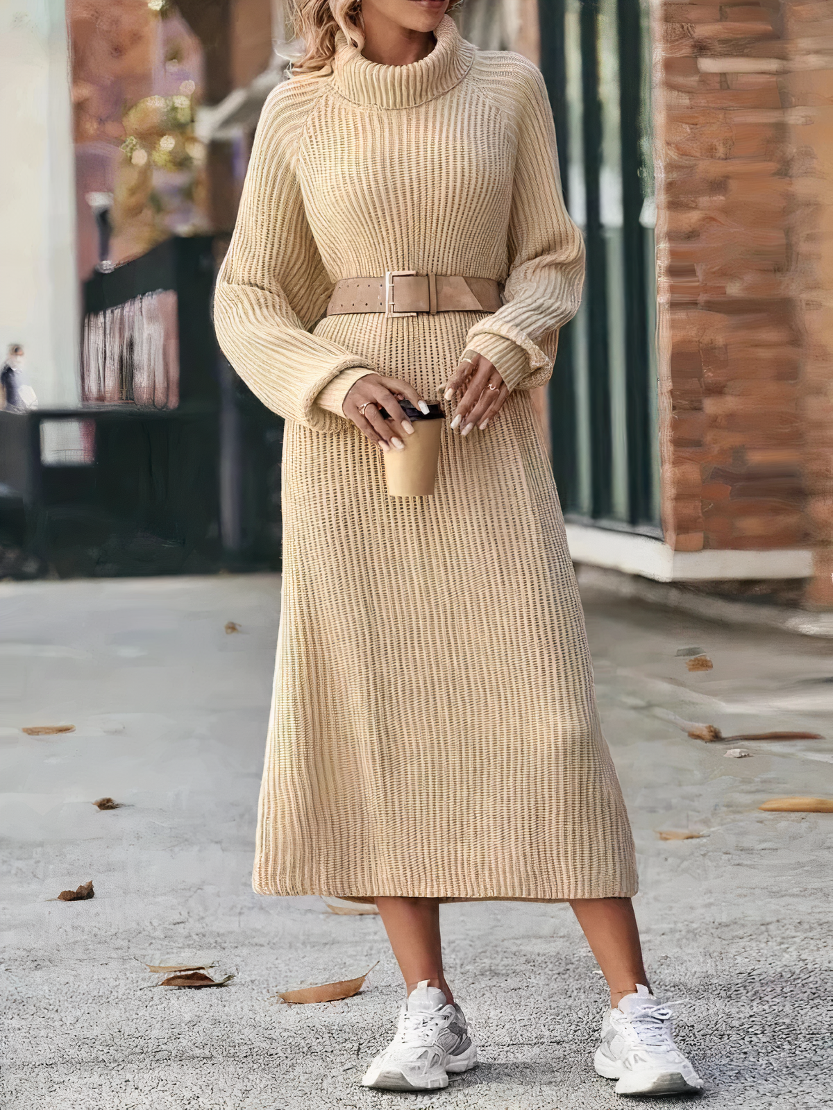 Stilvolles Rollkragen-Strickkleid - Lilian
