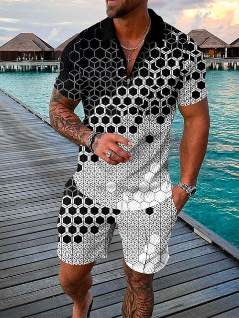 Stilvolles Herren Freizeit-Outfit mit buntem Druck