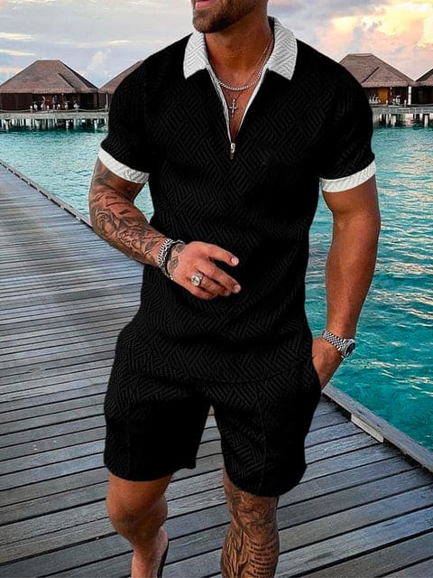 Stilvolles Herren Freizeit-Outfit mit buntem Druck