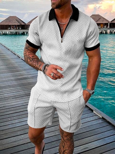 Stilvolles Herren Freizeit-Outfit mit buntem Druck