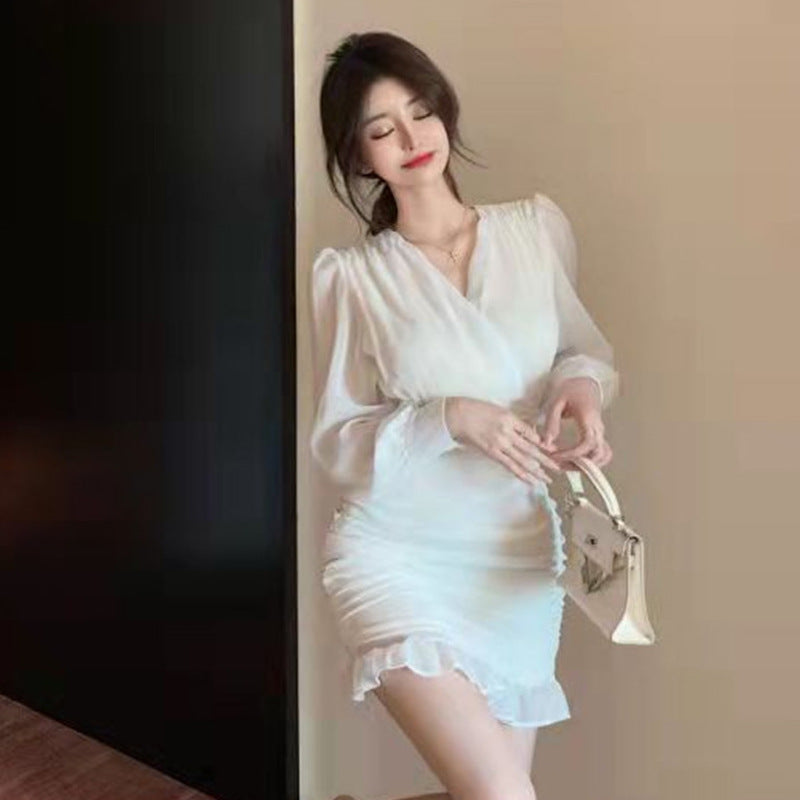 Fudus Tüllkleid mit Rüschendetails, Schnürung und Slim Fit