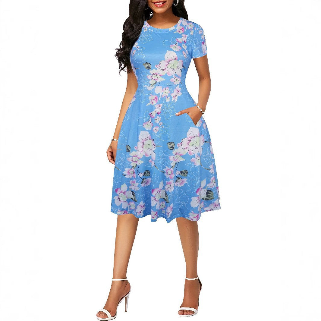 Fudus lässiges Rundhals-Kleid mit Druck