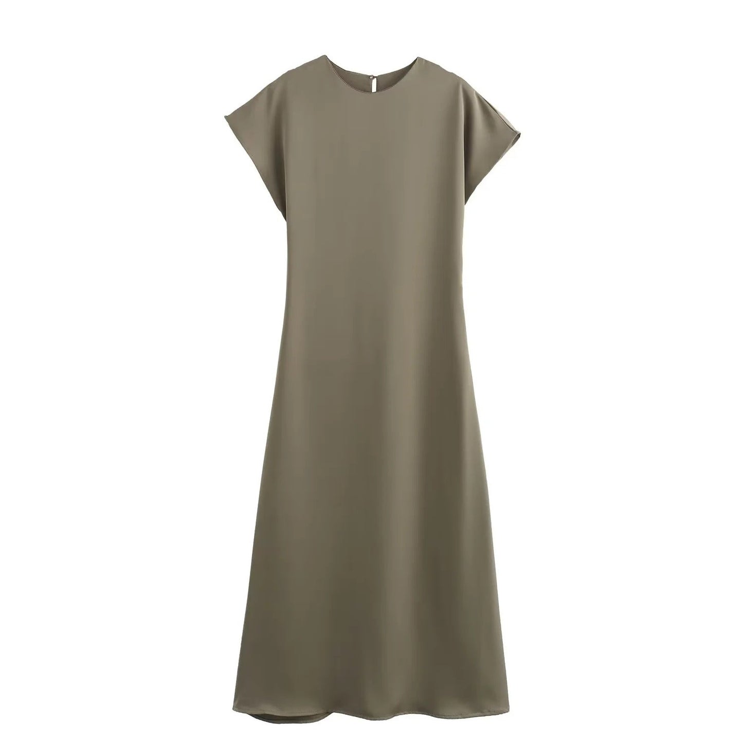 Fudus Midikleid aus satiniertem Stoff, ärmellos und leuchtend