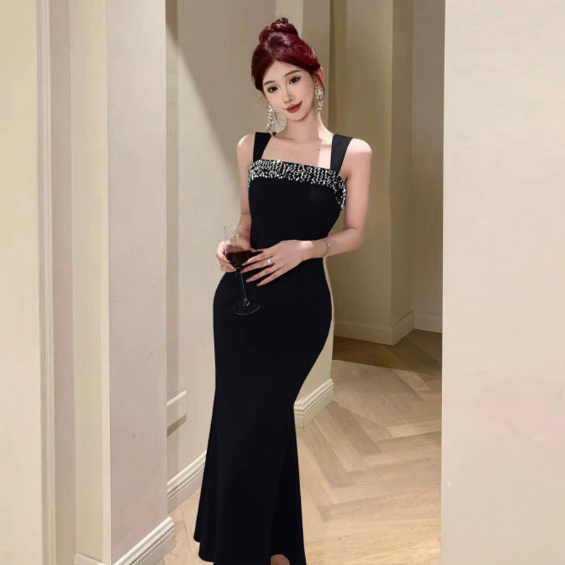 Fudus Trägerkleid mit Patchwork-Pailletten und quadratischem Ausschnitt