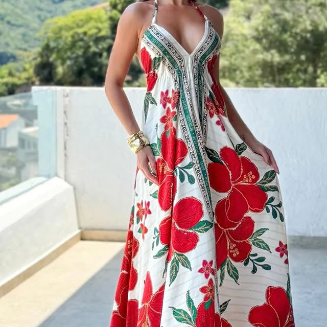 Elegantes langes Kleid von Krohn-e mit weitem Rock
