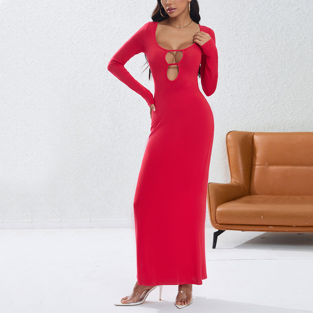 Fudus verführerisches langes Partykleid mit Ausschnitt