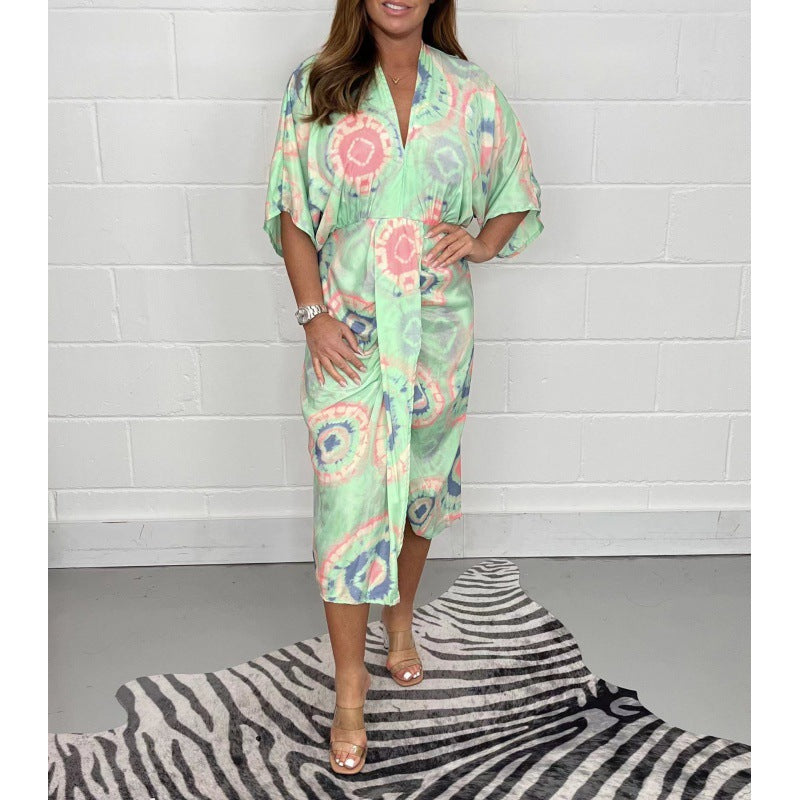 Fudus | Edles V-Ausschnitt-Hemdkleid mit hoher Taille