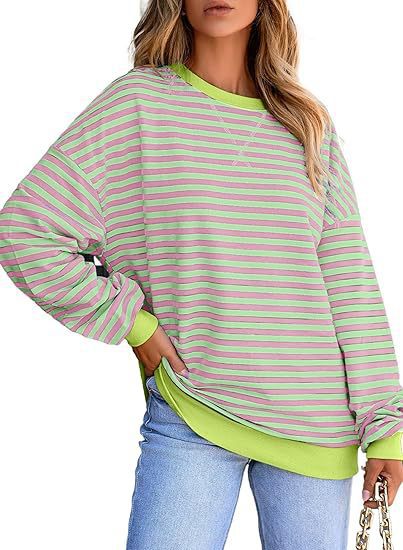 Fudus gestreifter Pullover mit Farbblock
