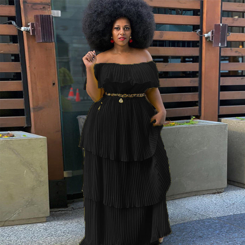 Fudus: Reizendes, plissiertes Maxikleid für den Strandurlaub