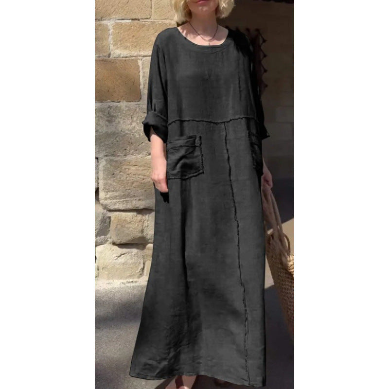 Langes, lässiges Plisseekleid mit langen Ärmeln von Krohn-e