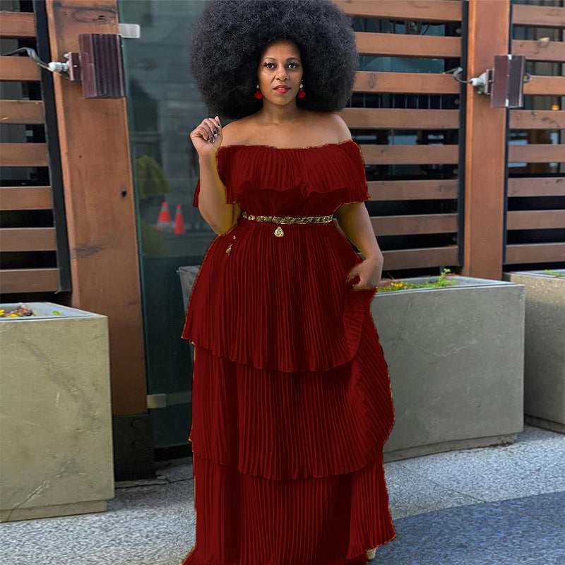 Fudus: Reizendes, plissiertes Maxikleid für den Strandurlaub