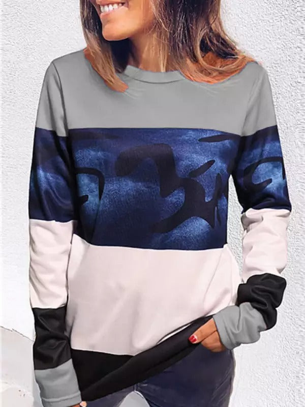 Fudus: Lässig bedrucktes Rundhals-Sweatshirt mit langen Ärmeln