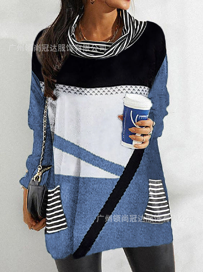 Fudus Langarmhemd mit Pile-Kragen, stilvollem Druck und Taschen