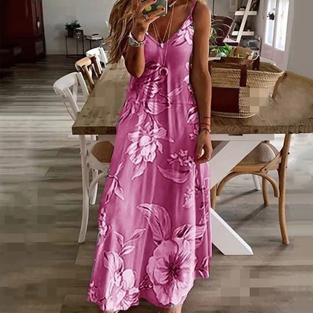 Blumenmuster-Kleid ohne Ärmel – Andie