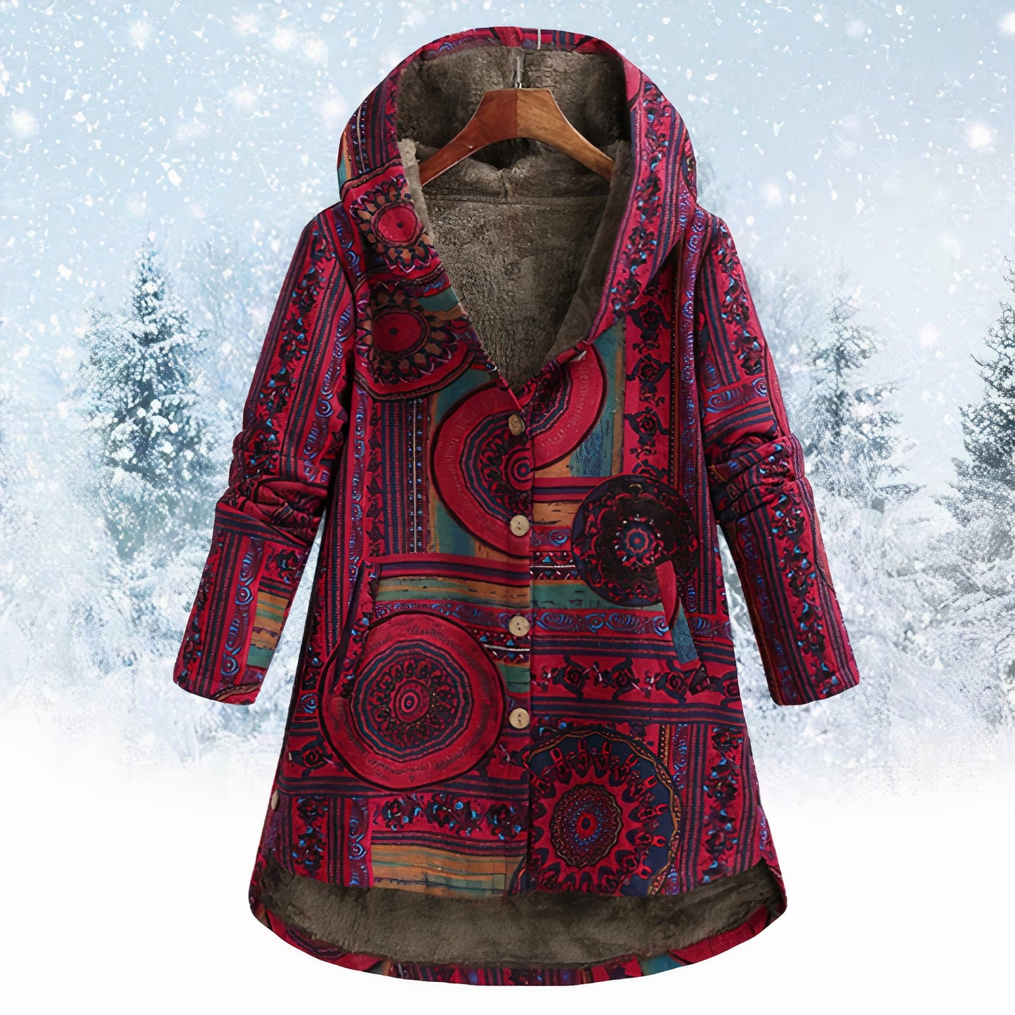 Kapuzenjacke mit Blumenmuster - Rieka