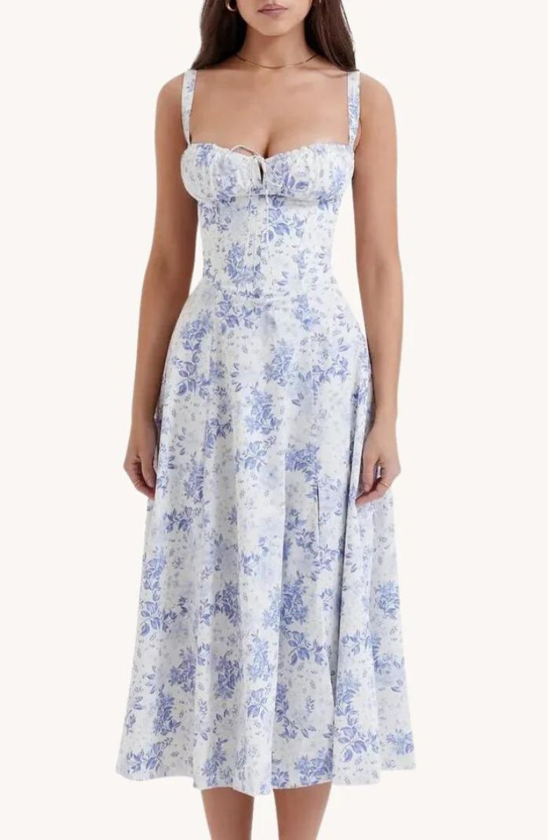 Rosy Midriff-Waist Shaping Dress