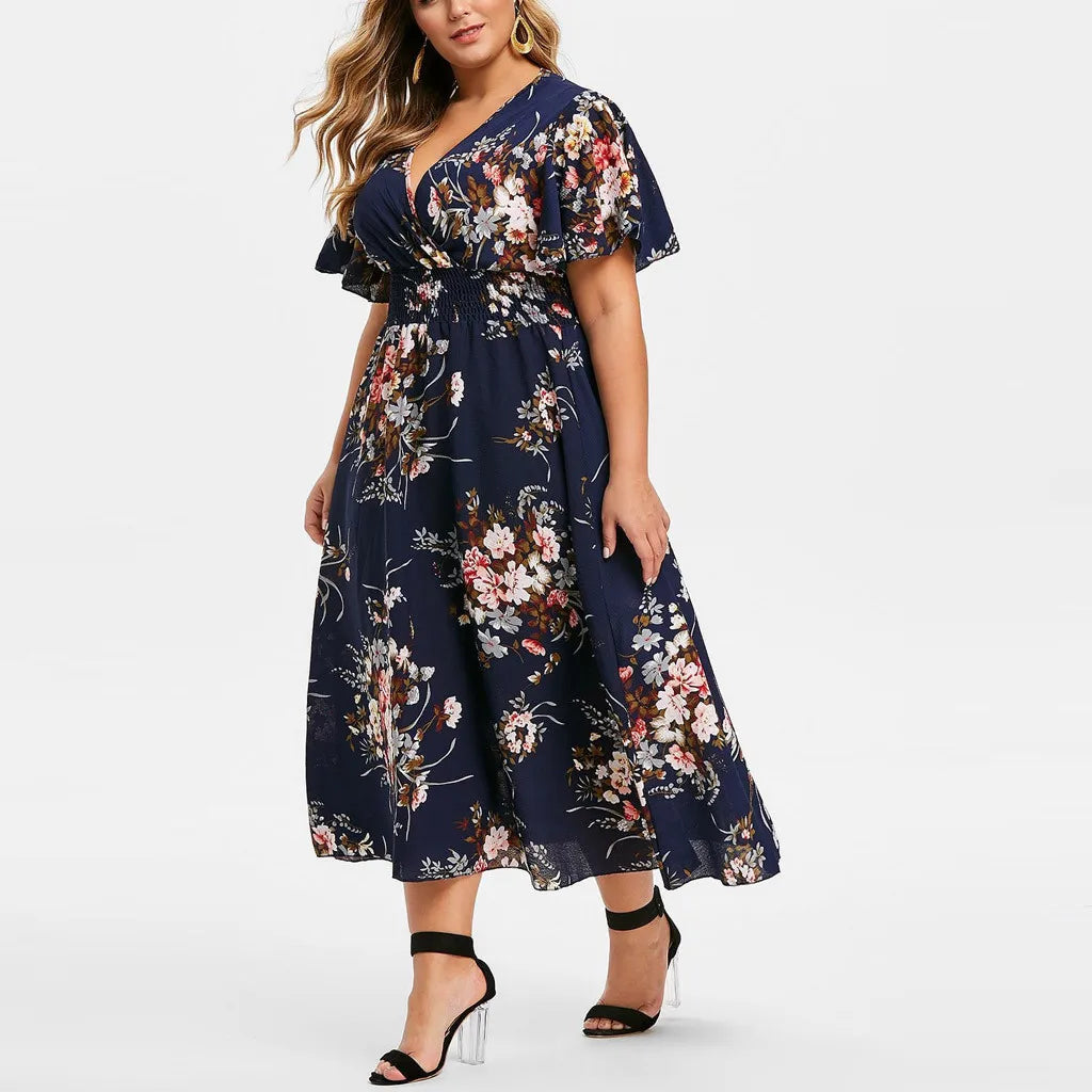 Plus-Size Rebecca Floral Chiffon Dress