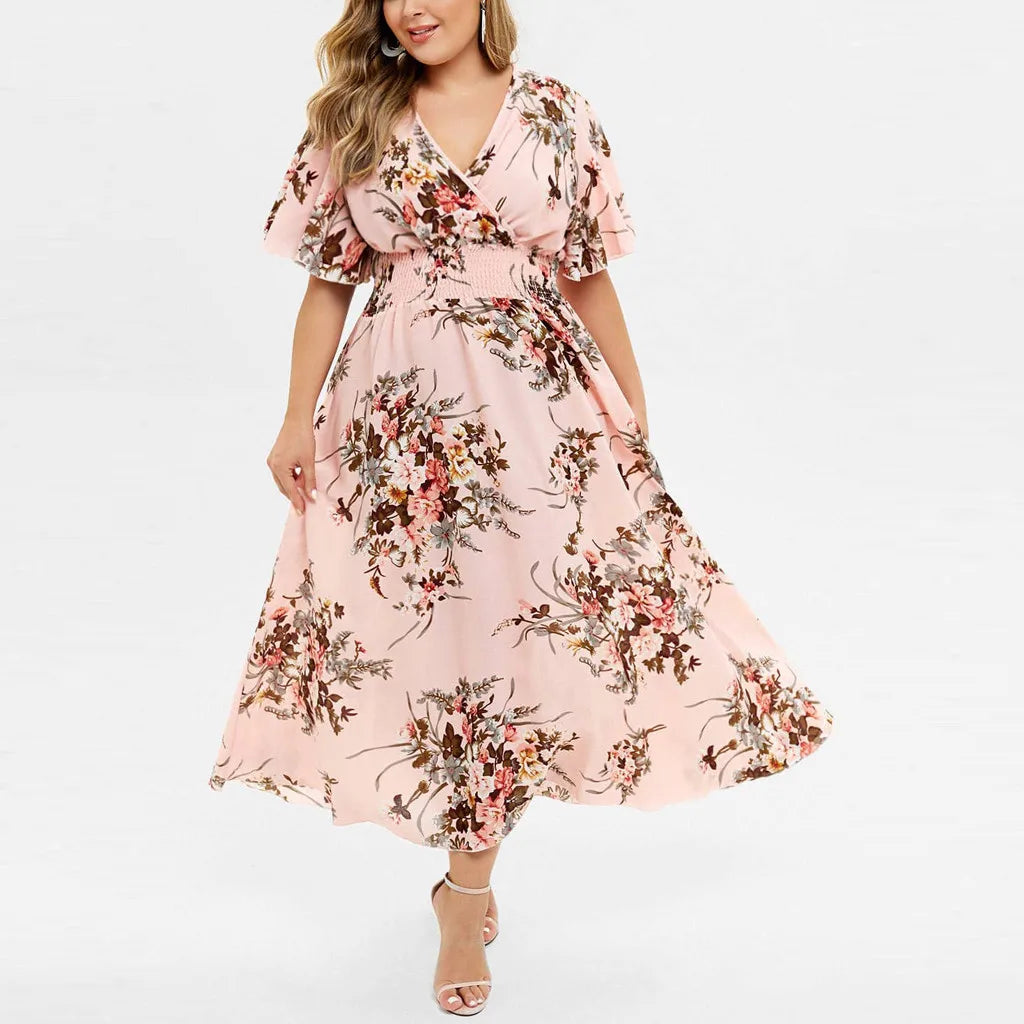 Chiffon with Beaded Waistband Long Dress Regency Plus Size