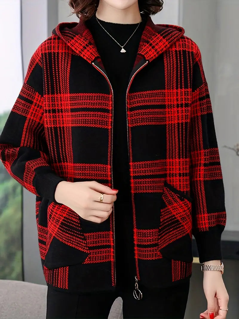 Ellvinna: Stylish Graphic Print Zip-Up Hoodie