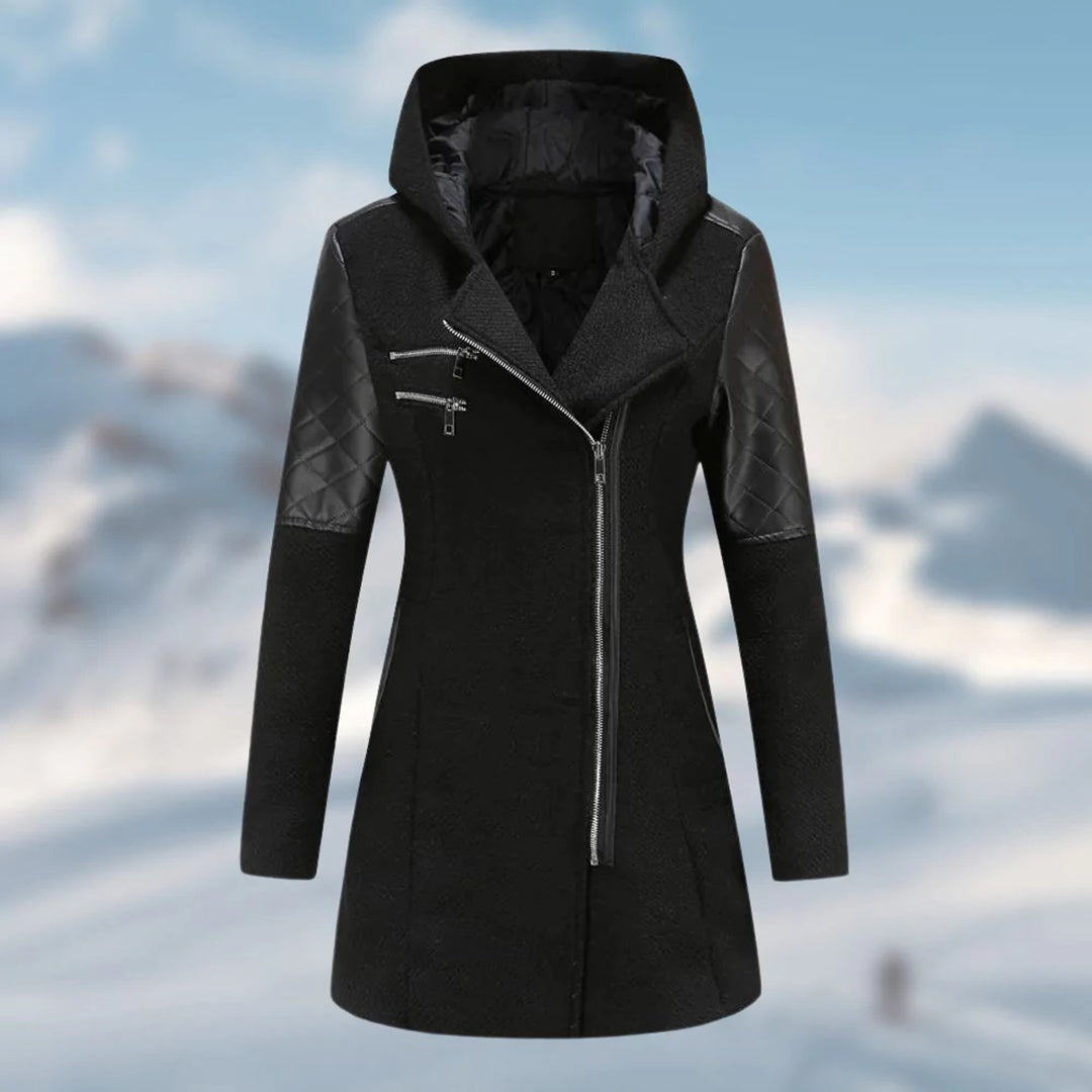 Damen Winterjacke Riley: Langer, stylischer Mantel mit Kapuze