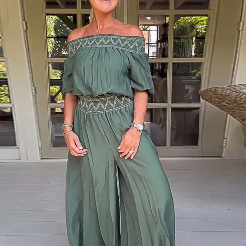 Jessah Jumpsuit mit elastischem Bund und kurzen Ärmeln