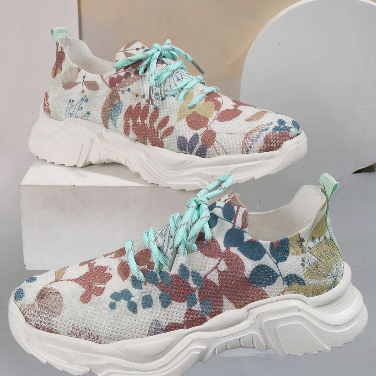 Sika Schnürschuhe mit Blumenmuster - Orthopädisch