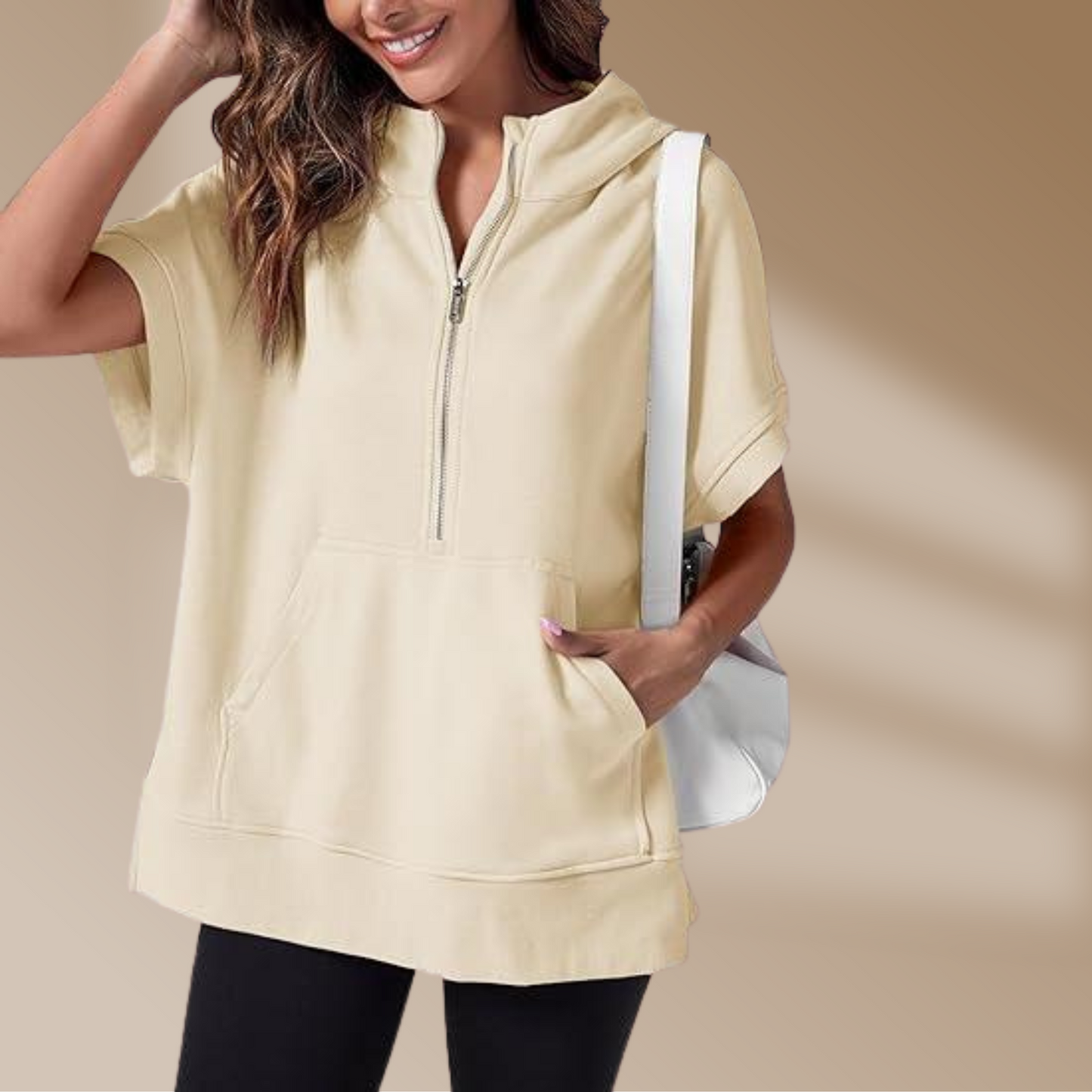 Damen-Sweatshirt mit kurzem Zipper, Übergröße, Florentiner Style