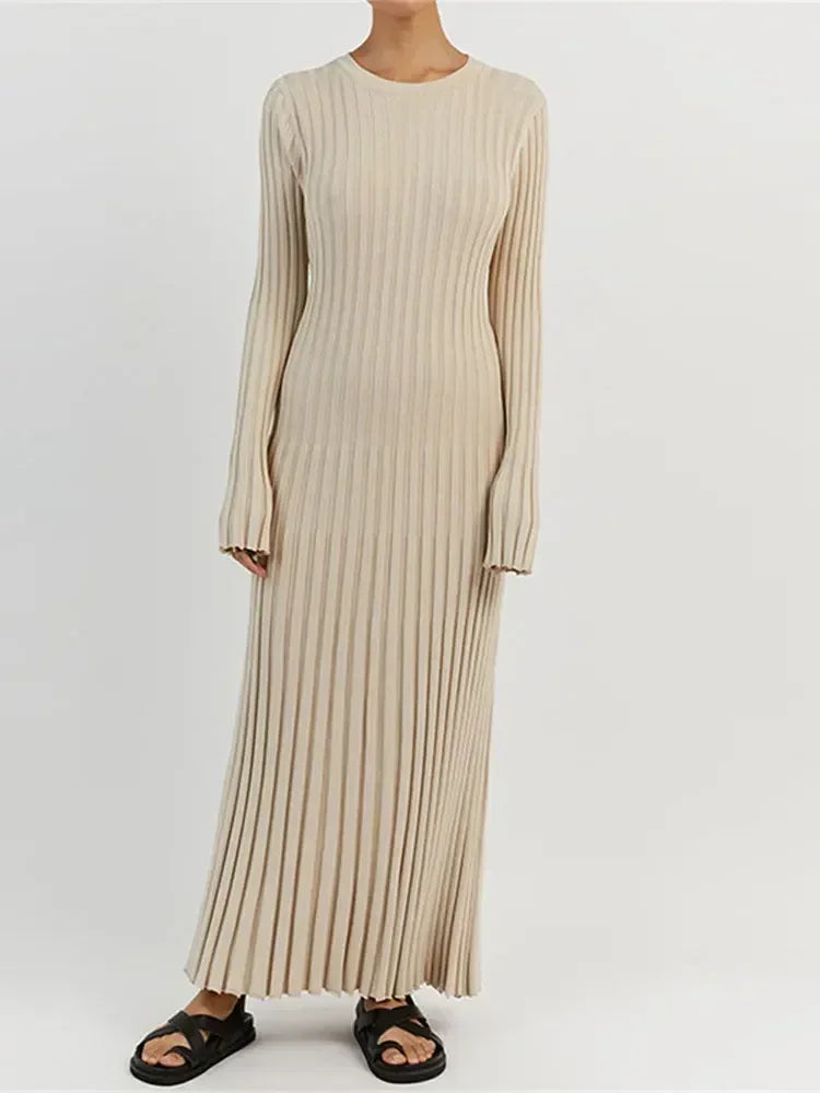 Damen-Plisseekleid Audrey: Elegant, mit Rundhals und Bindegürtel