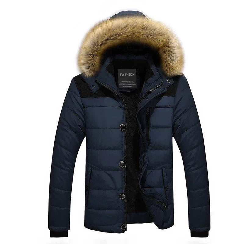 Herren Winterparka mit Kapuze und Pelzkragen - Elmeric