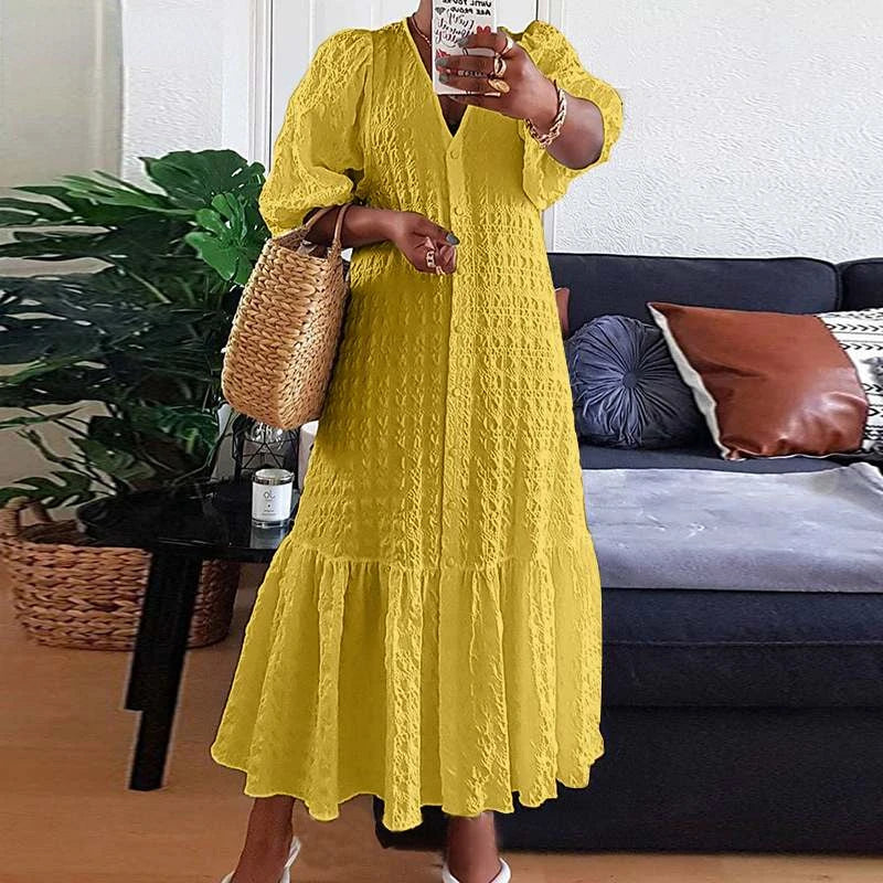 Senta: Figurbetontes Maxikleid mit V-Ausschnitt in großen Größen