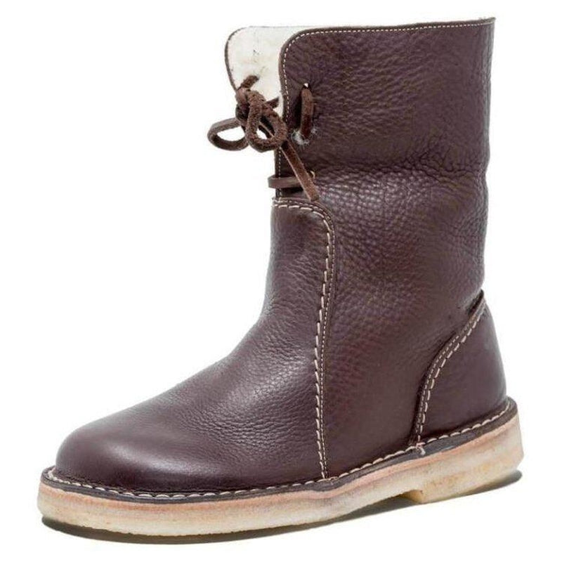 Elena Winterboots: Warme, wasserdichte Leder-Fleece-Stiefel mit Wollfutter