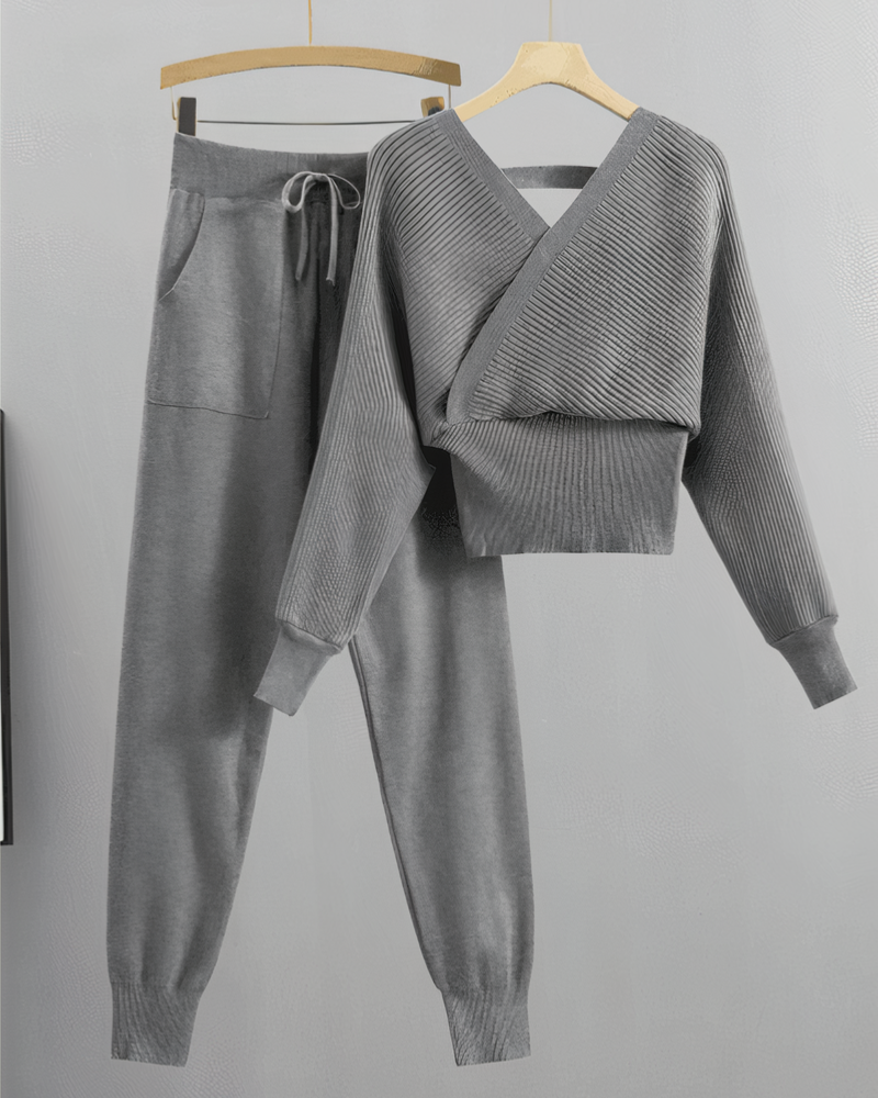 Schulterfreies Strick-Set "Willow" – Top und Hose