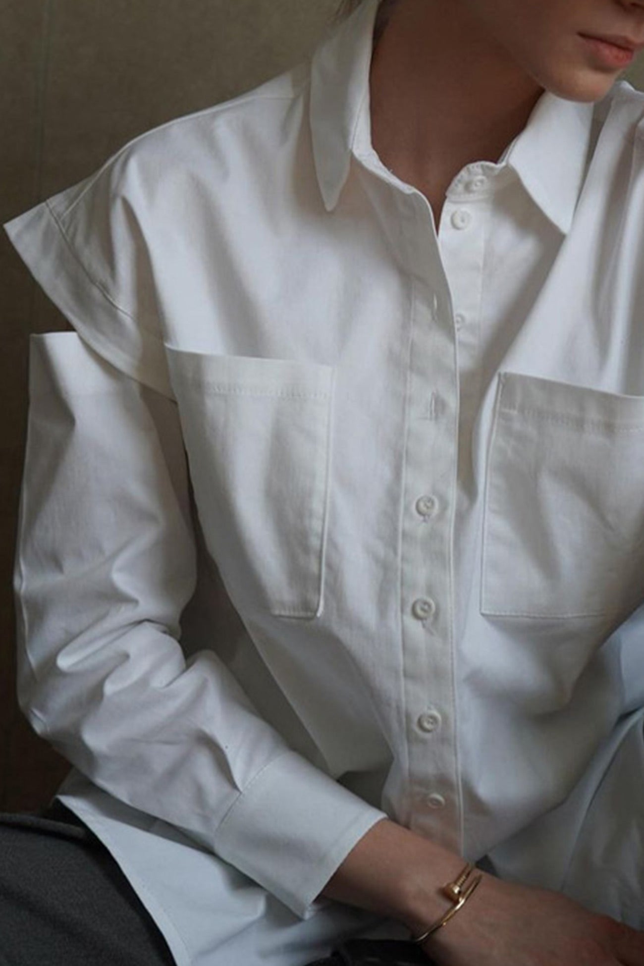 Fudus Long-Sleeve Cutout Blouse