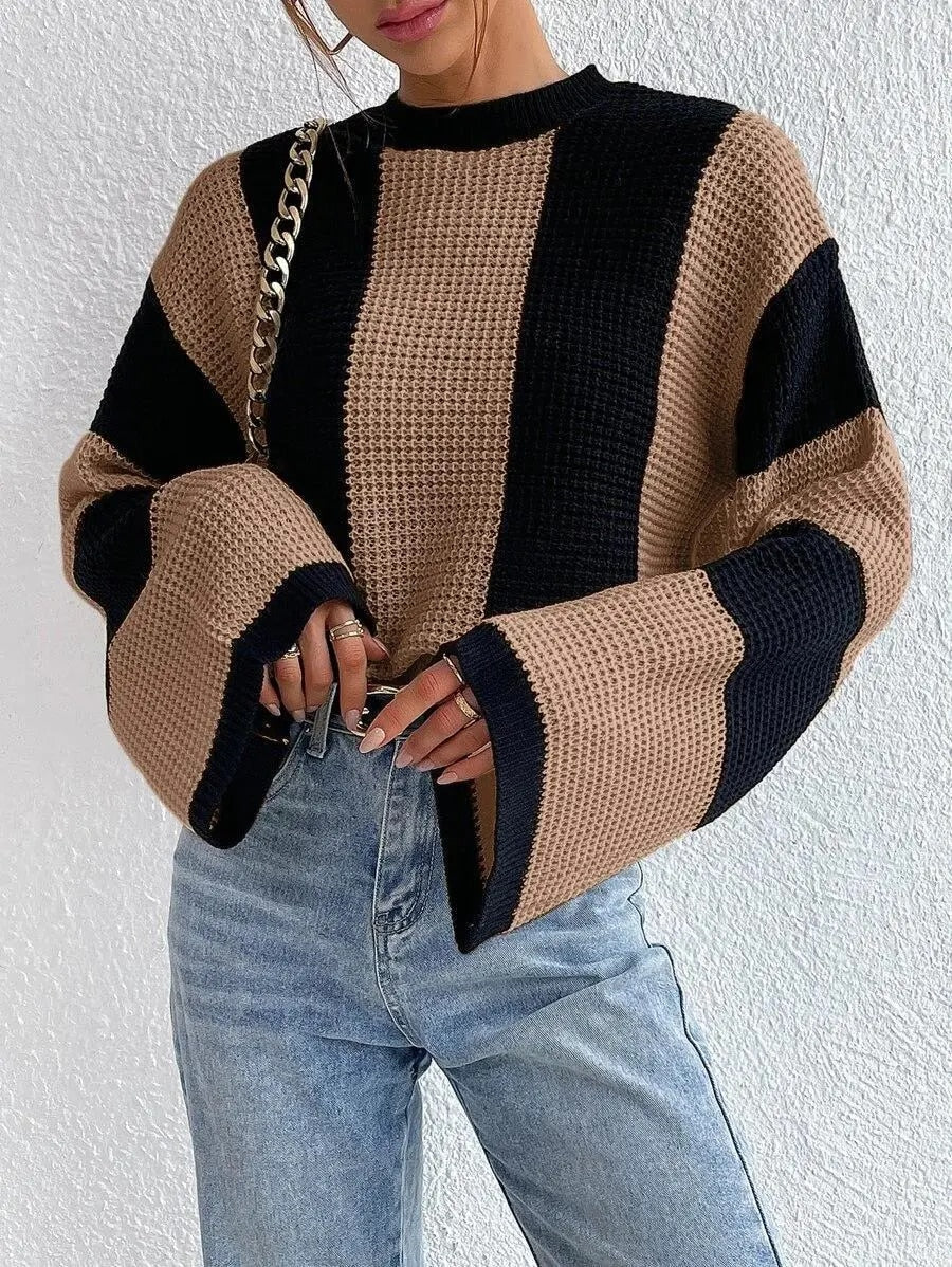 Krohn-e | bicolor Strickpullover mit weiten, lässigen Ärmeln