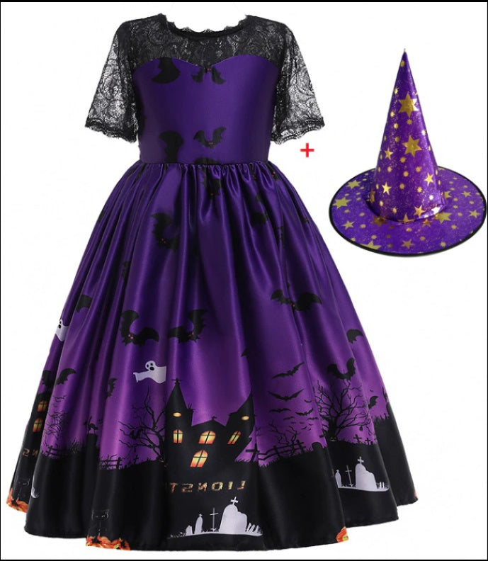 Fudus Halloween Prinzessin Kleid mit Halloween-Druck