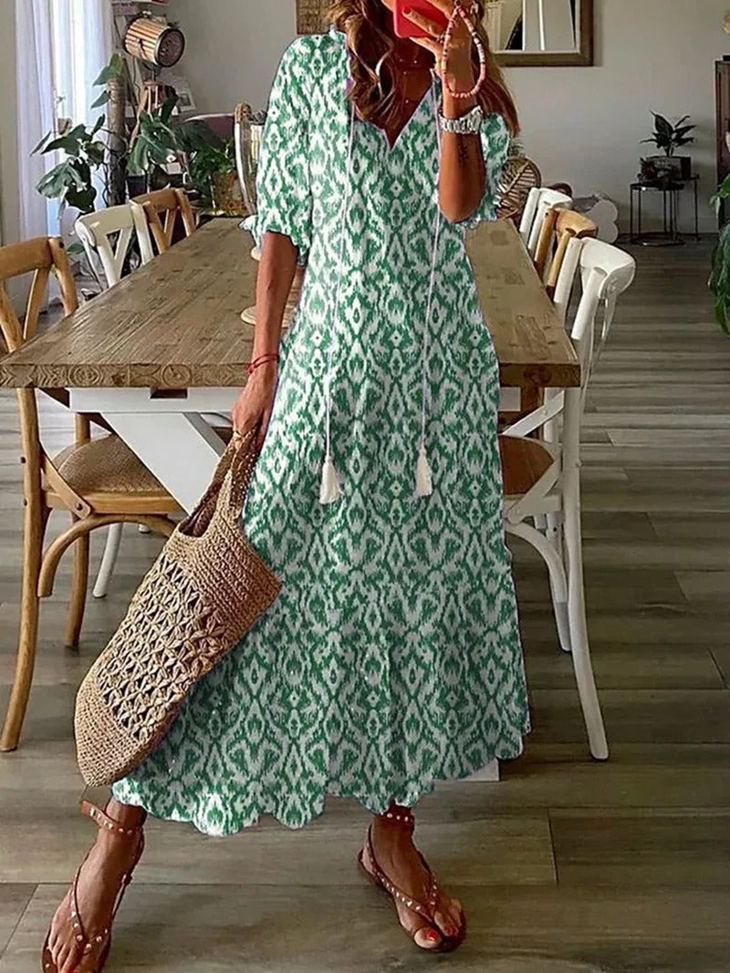 Stilvolles, bequemes Sommerkleid mit Druck - Kreszentia