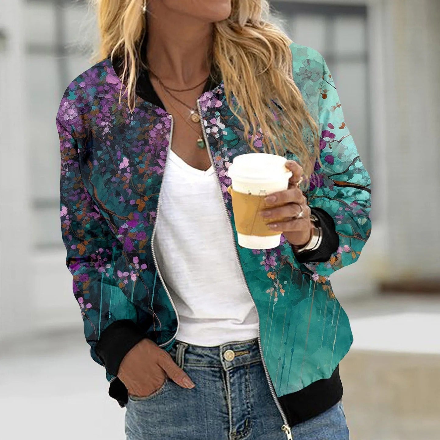 Damen Bomberjacke Silvia - Vintage Blumenmuster