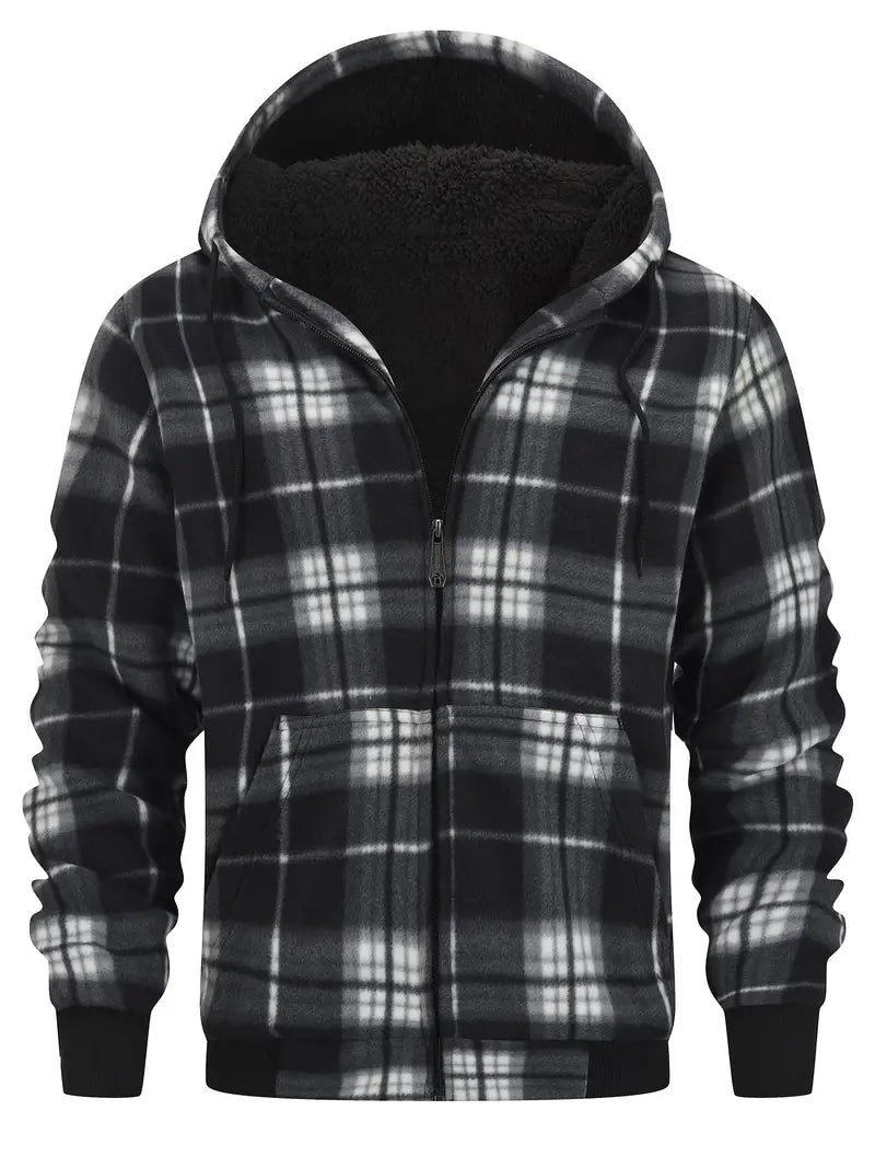 Keyor: Übergroße Retrojacke mit Kapuze und Sherpafutter