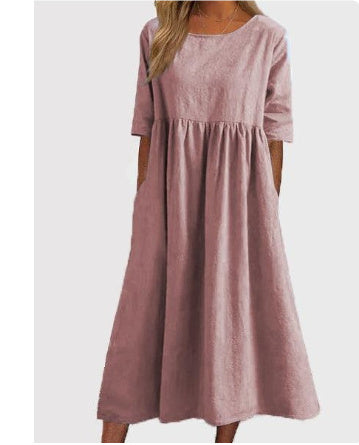 Baumwollleinen Kleid für Damen von Fudus mit Taschen