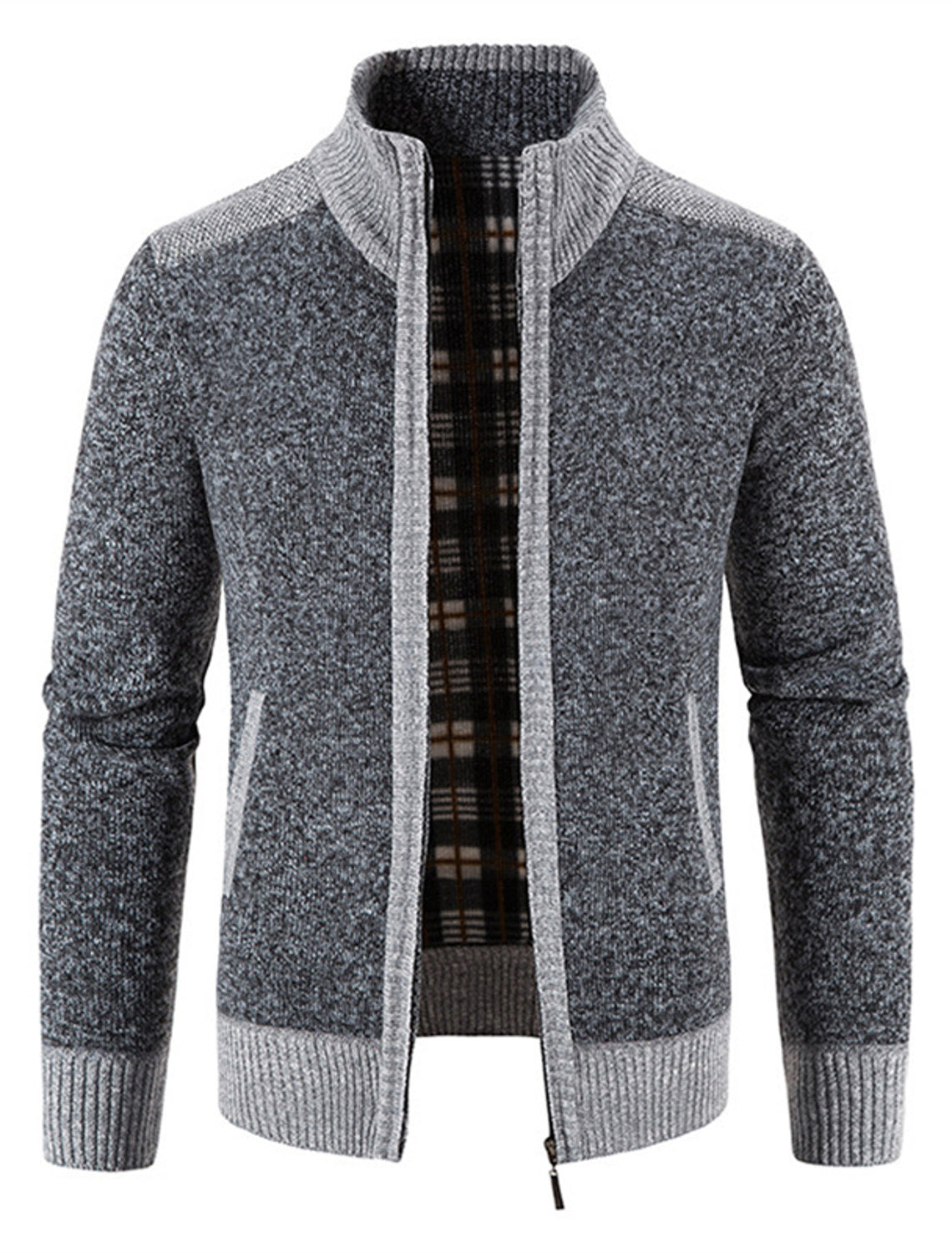 Warme, elegante Strickjacke aus Fleece - Modell Sascha