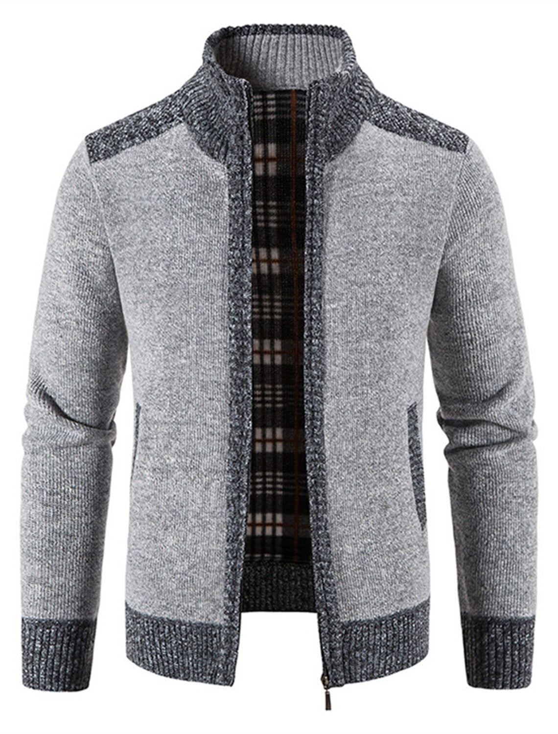 Warme, elegante Strickjacke aus Fleece - Modell Sascha