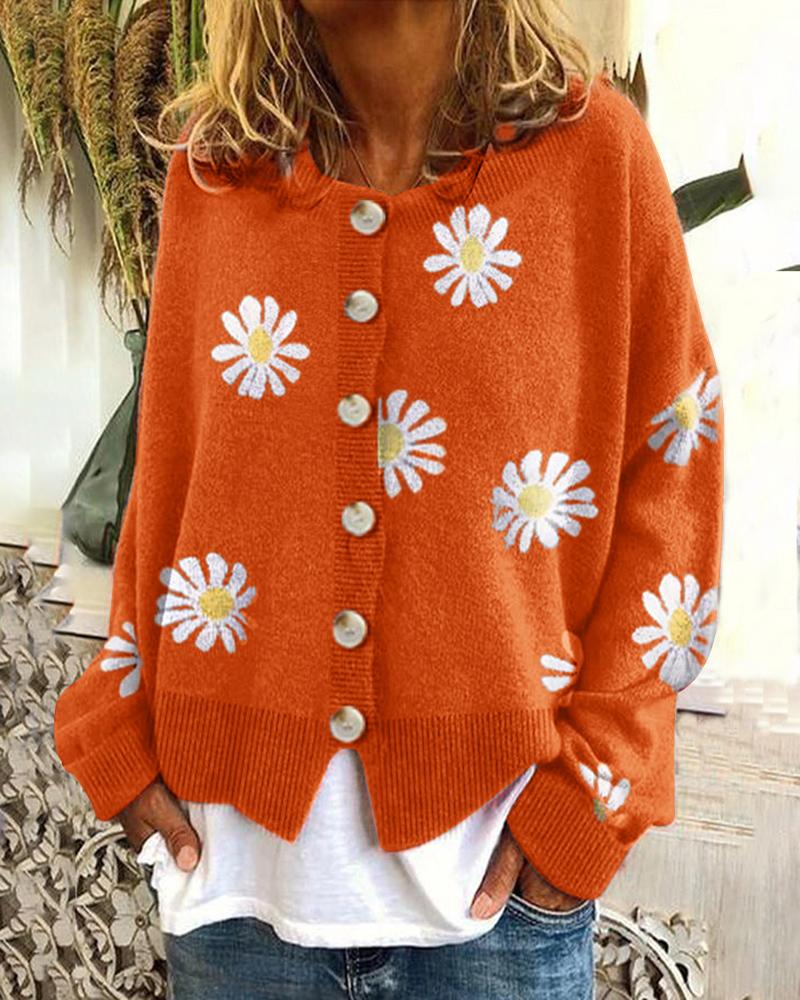 Krohn-e | Blumengemusterte Strickjacke Weich und Leicht Lässige Eleganz
