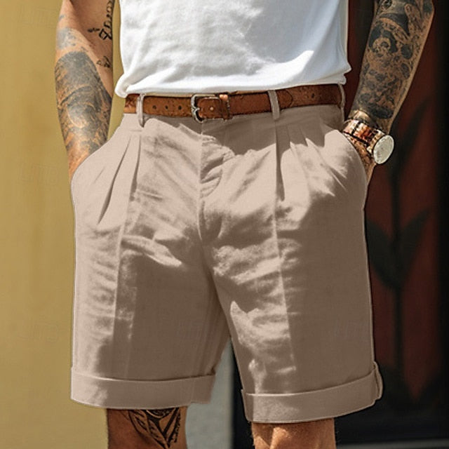 Modische Herren-Leinen-Shorts mit Falten für den Sommer von Isfried