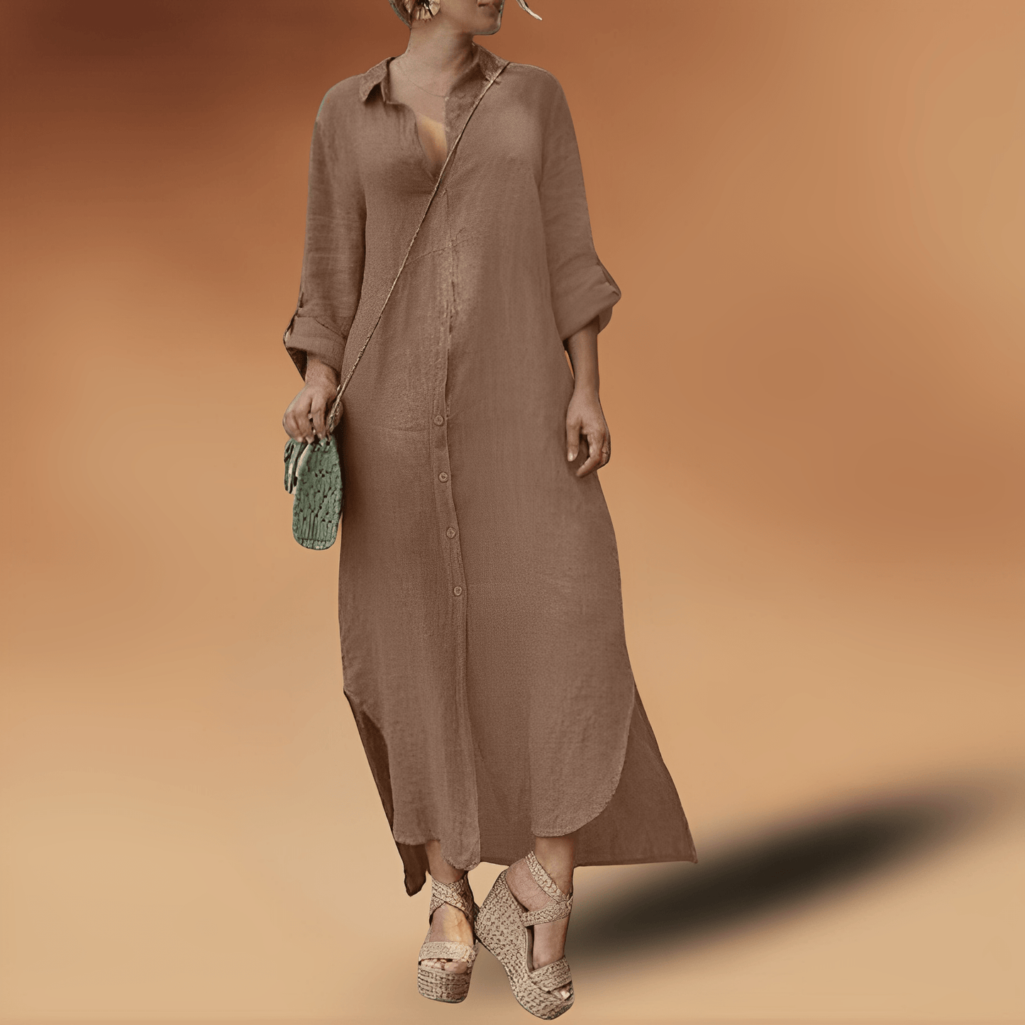 Langes, elegantes Leinenkleid Kristal