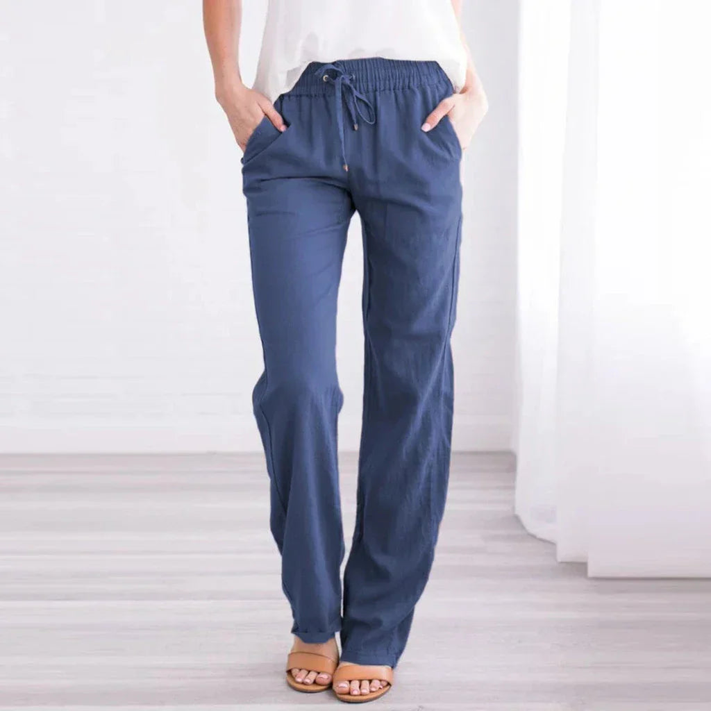Leichte Damenhose aus Baumwolle und Leinen - Modell Mirja